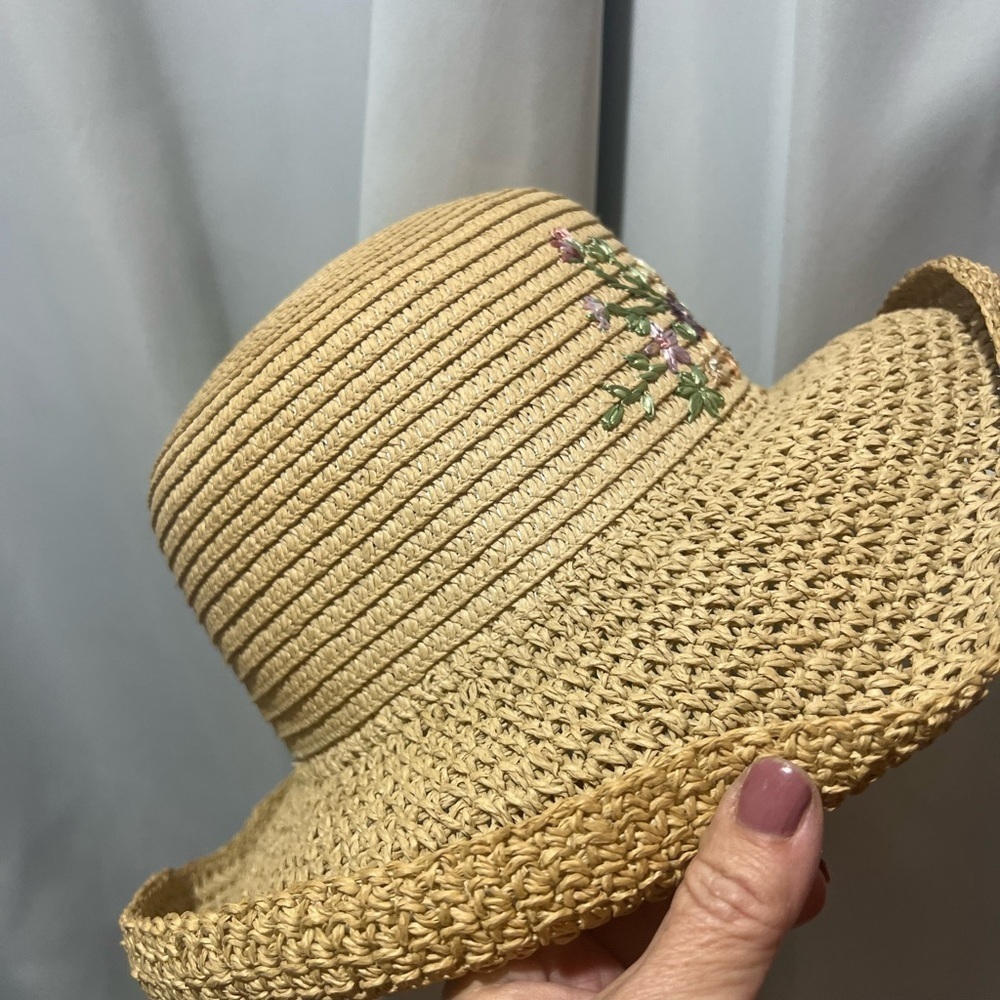 Cappelli Straworld Tan Wide-Brimmed Embroidered Hat - Picture 4 of 9